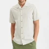 Mand Anerkjendt Akleo Cot/Linen Ss Shirt - Brown Rice