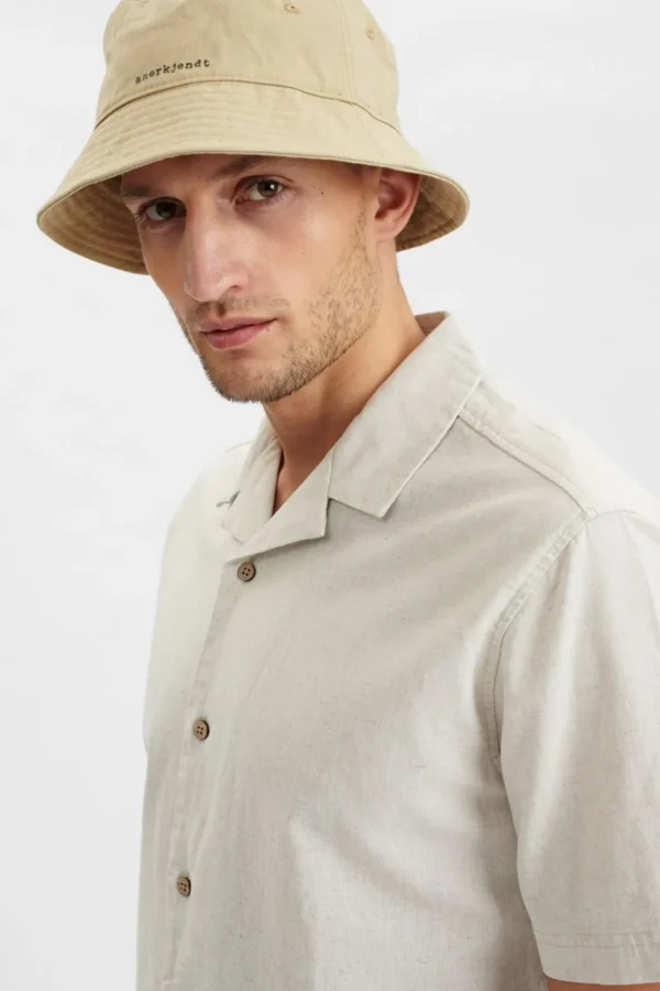 Mand Anerkjendt Akleo Cot/Linen Ss Shirt - Brown Rice