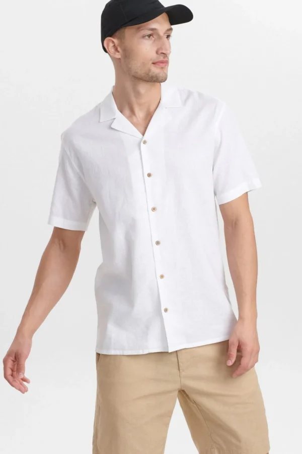 Mand Anerkjendt Akleo Fil A Fil Linen Shirt - White