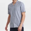 Mand Anerkjendt Akleo Fil A Fil Linen Shirt - Dark Navy