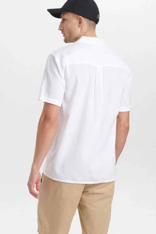 Mand Anerkjendt Akleo Fil A Fil Linen Shirt - White