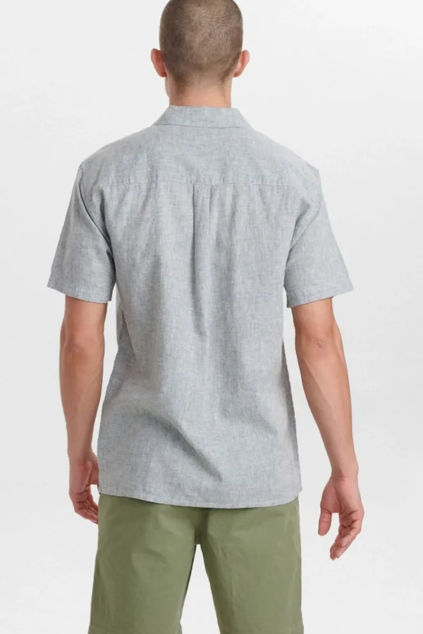 Mand Anerkjendt Akleo Fil A Fil Linen Shirt - Olivine