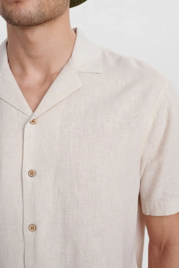 Mand Anerkjendt Akleo Fil A Fil Linen Shirt - Incense