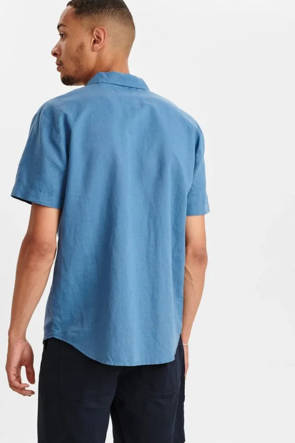 Mand Anerkjendt Akleo Linen Shirt - Copen Blue