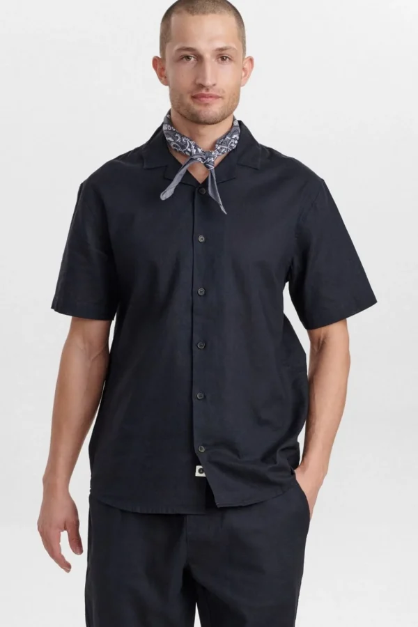 Mand Anerkjendt Akleo Linen Shirt - Dark Navy