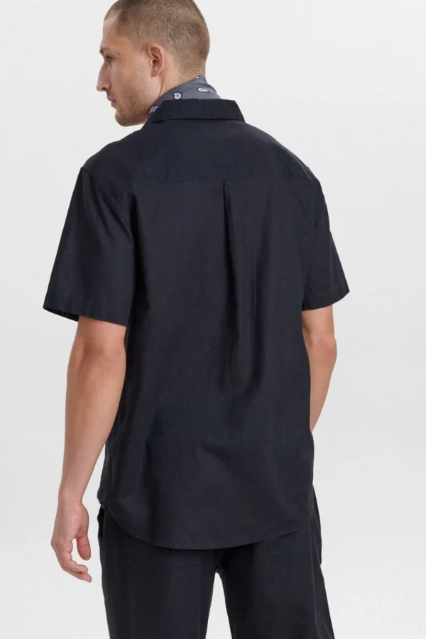 Mand Anerkjendt Akleo Linen Shirt - Dark Navy