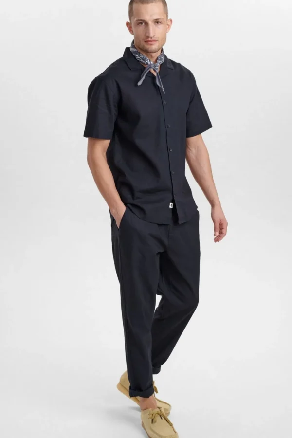 Mand Anerkjendt Akleo Linen Shirt - Dark Navy