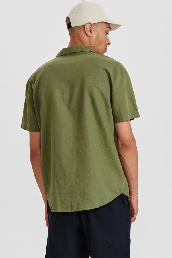 Mand Anerkjendt Akleo Linen Shirt - Olivine