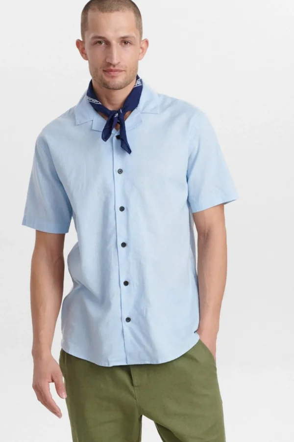 Mand Anerkjendt Akleo Linen Shirt - Sky Blue