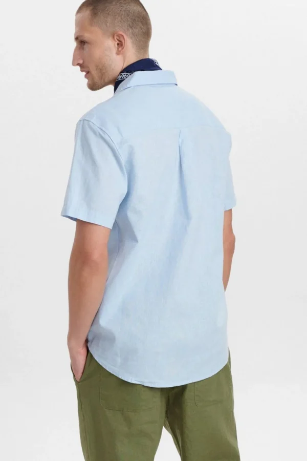 Mand Anerkjendt Akleo Linen Shirt - Sky Blue