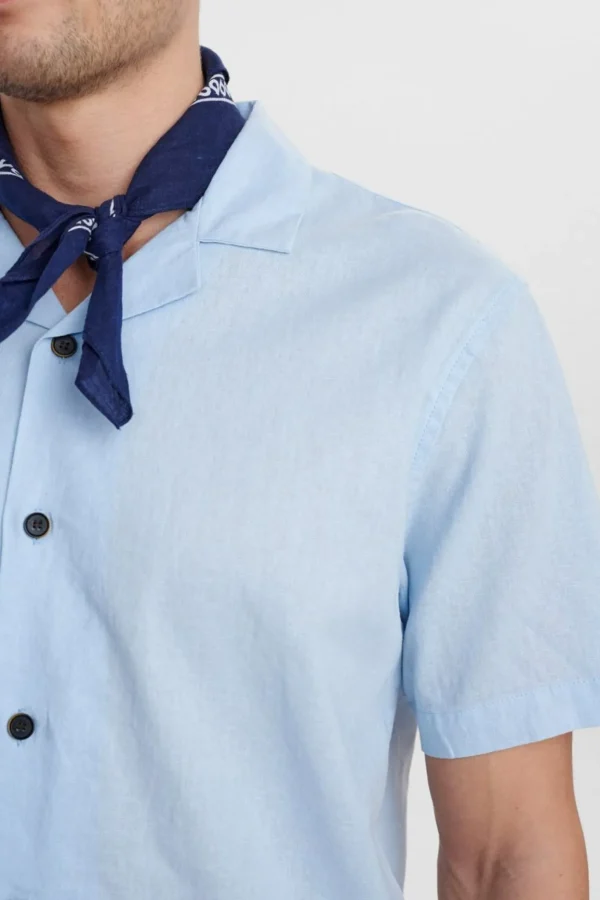 Mand Anerkjendt Akleo Linen Shirt - Sky Blue