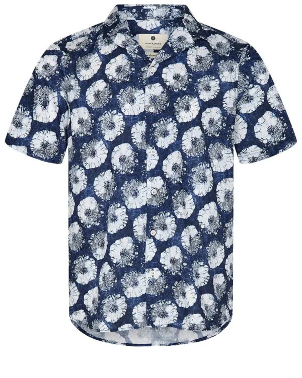 Mand Anerkjendt Akleo S/S Poplin Aop-Gots - Sky Captain