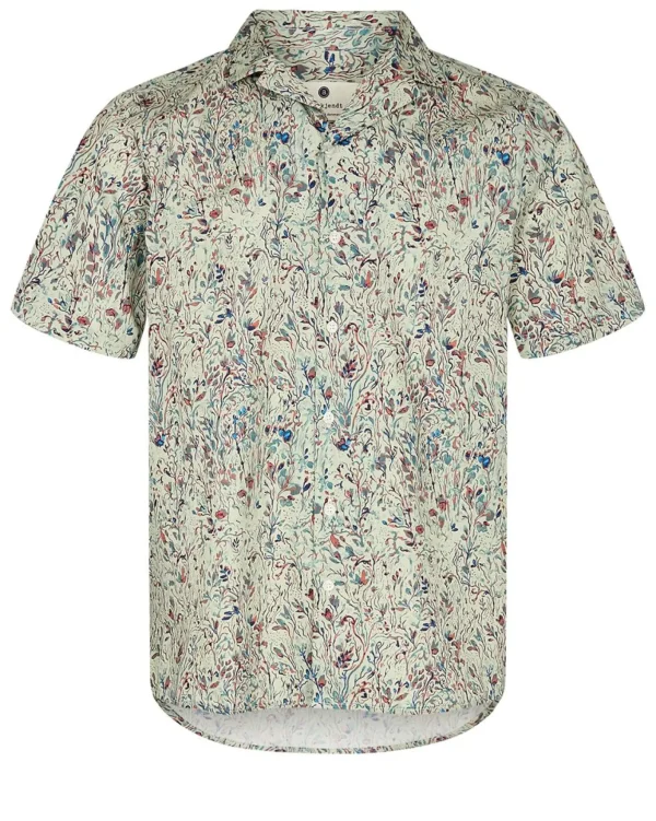 Mand Anerkjendt Akleo S/S Poplin Aop-Gots - Indian Teal