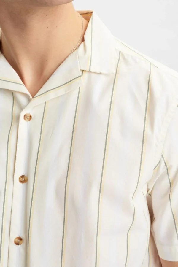 Mand Anerkjendt Akleo Ss Retro Stripe Shirt 2 - Tofu