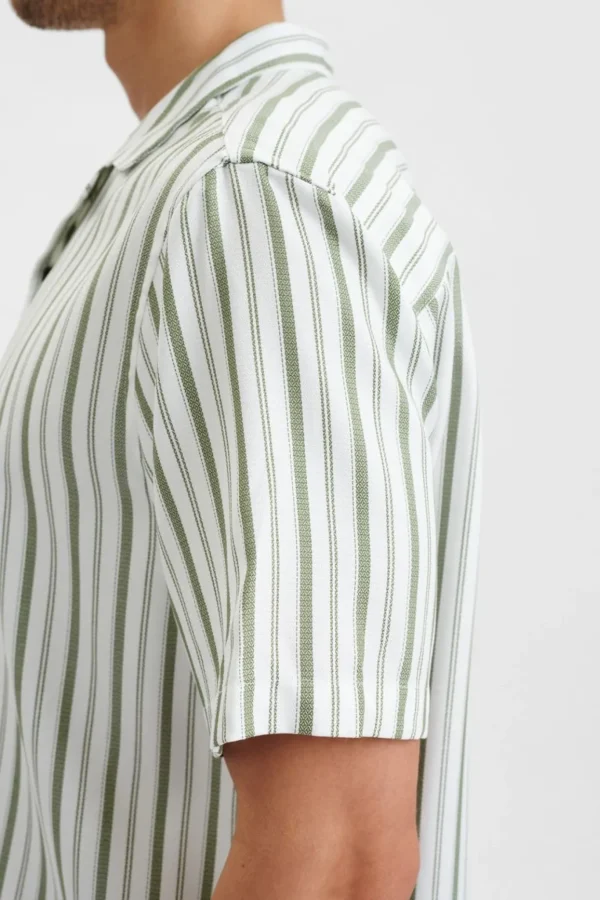 Mand Anerkjendt Akleo Ss Stripe Shirt - Olivine