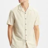 Mand Anerkjendt Akleo Stripe Cotton Linen Shirt - Brown Rice