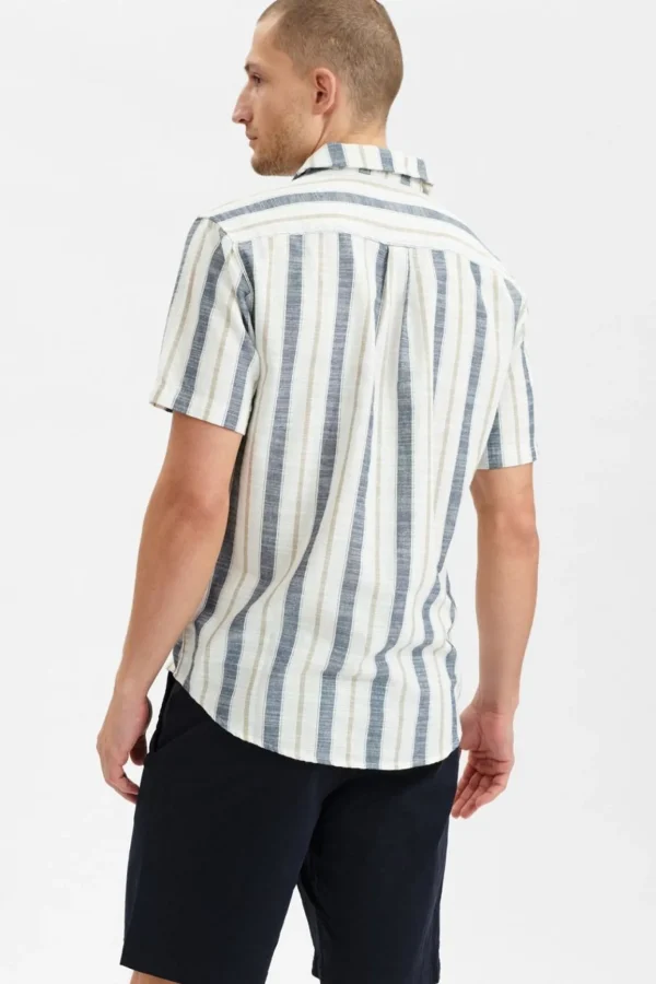 Mand Anerkjendt Akleo Stripe Ss Shirt - Tofu