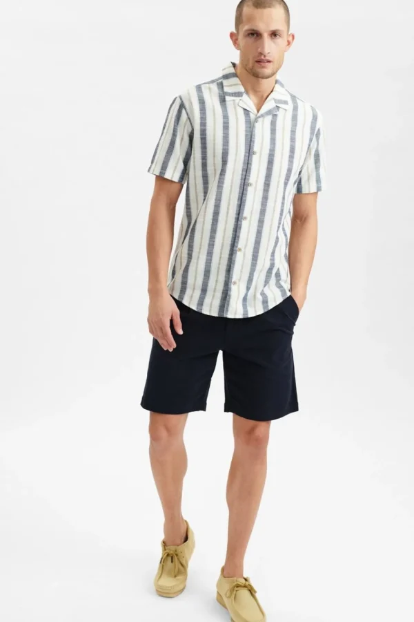 Mand Anerkjendt Akleo Stripe Ss Shirt - Tofu