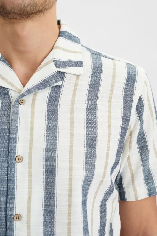 Mand Anerkjendt Akleo Stripe Ss Shirt - Tofu