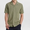 Mand Anerkjendt Akleo Tencel Mix Ss Shirt - Olivine