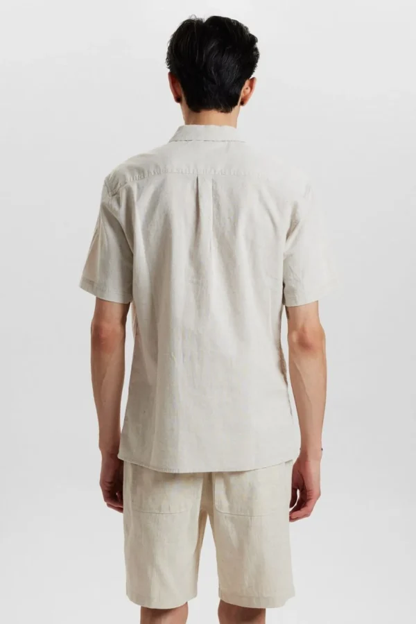 Mand Anerkjendt Akleon S/S Cot/Linen Shirt - Brown Rice