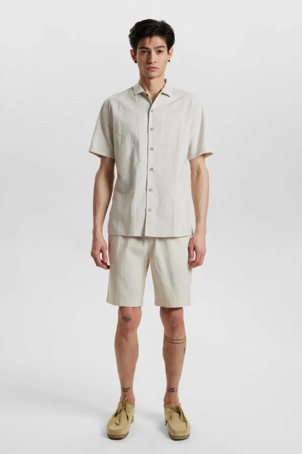 Mand Anerkjendt Akleon S/S Cot/Linen Shirt - Brown Rice