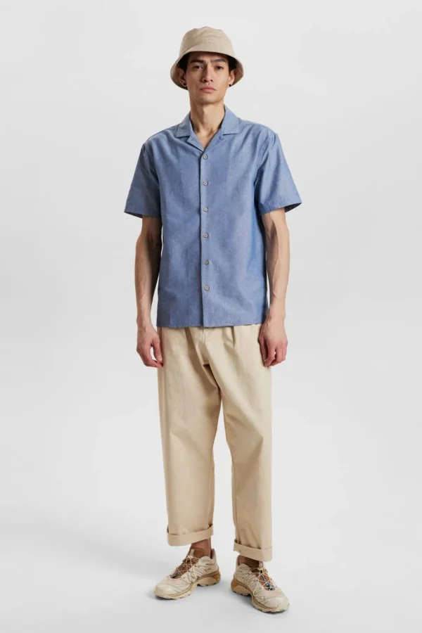 Mand Anerkjendt Akleon S/S Cot/Linen Shirt - Indian Teal