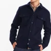 Mand Anerkjendt Aklion Boiled Wool Overshirt - Dark Navy