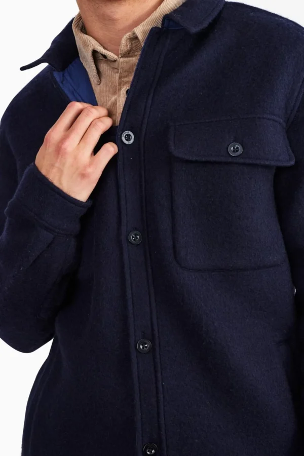 Mand Anerkjendt Aklion Boiled Wool Overshirt - Dark Navy