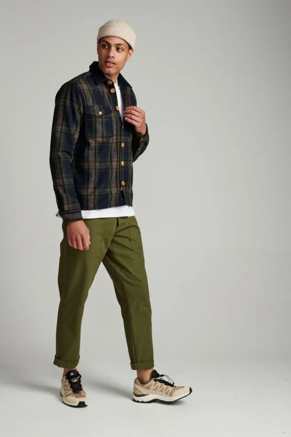 Mand Anerkjendt Aklion Wool Check Overshirt - Pine Grove