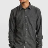 Mand Anerkjendt Aklouis 2 Tone Melange Shirt - Granit Grey Mel