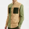 Mand Anerkjendt Aklouis Canvas Mix Shirt - Olivine