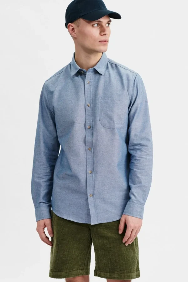 Mand Anerkjendt Aklouis Cot/Linen Shirt - Cornet Blue