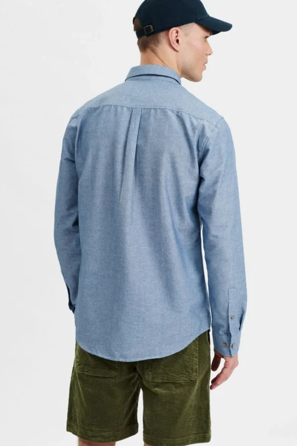 Mand Anerkjendt Aklouis Cot/Linen Shirt - Cornet Blue