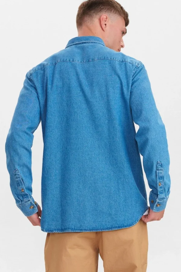 Mand Anerkjendt Aklouis Denim Shirt - Medium Blue Denim