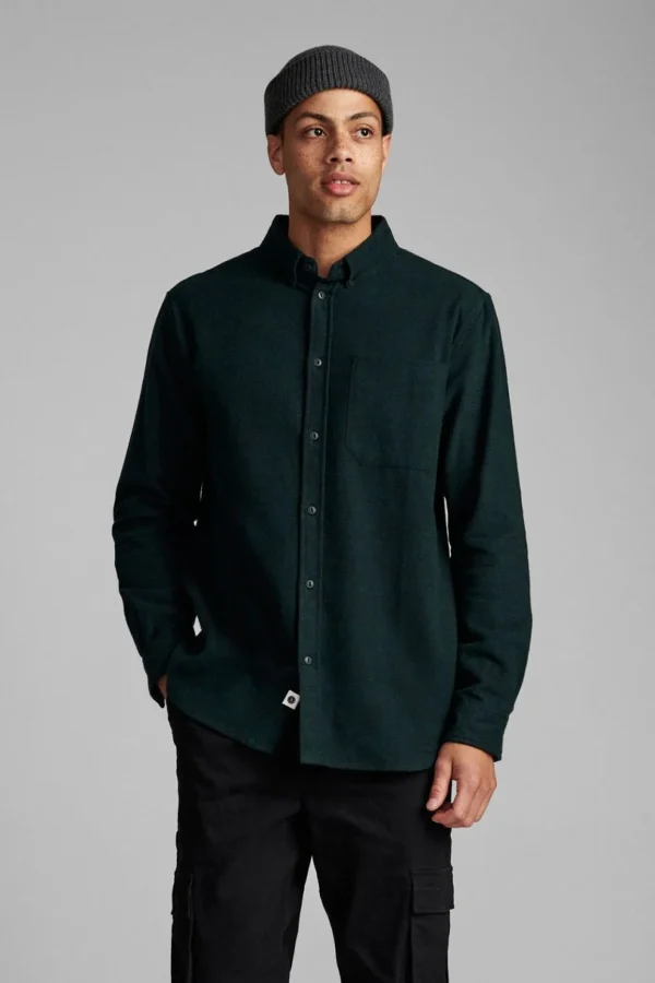 Mand Anerkjendt Aklouis Herringbone Shirt - Pine Grove