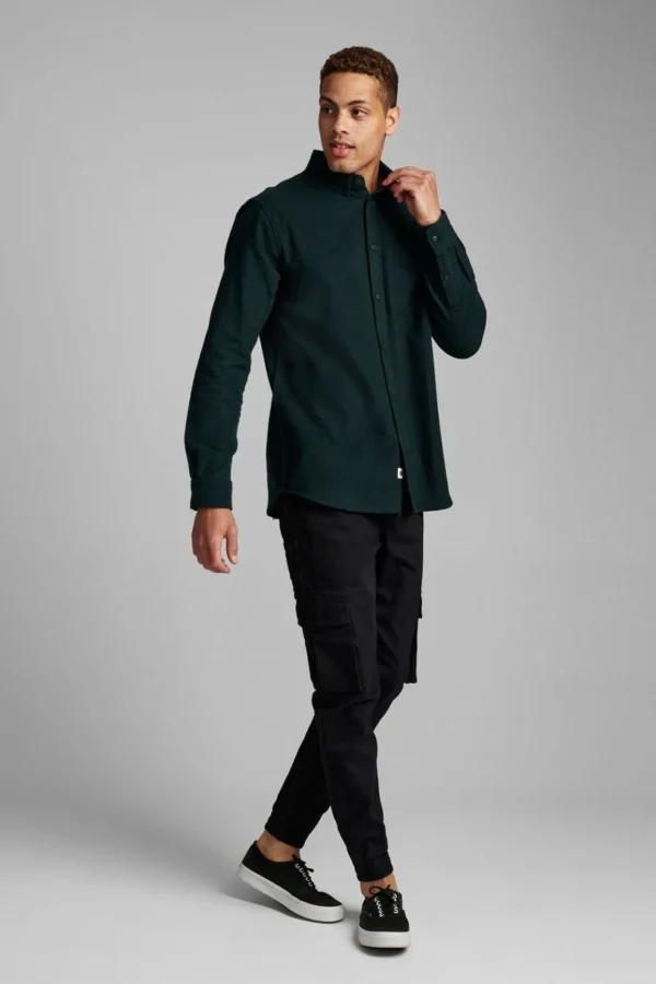 Mand Anerkjendt Aklouis Herringbone Shirt - Pine Grove