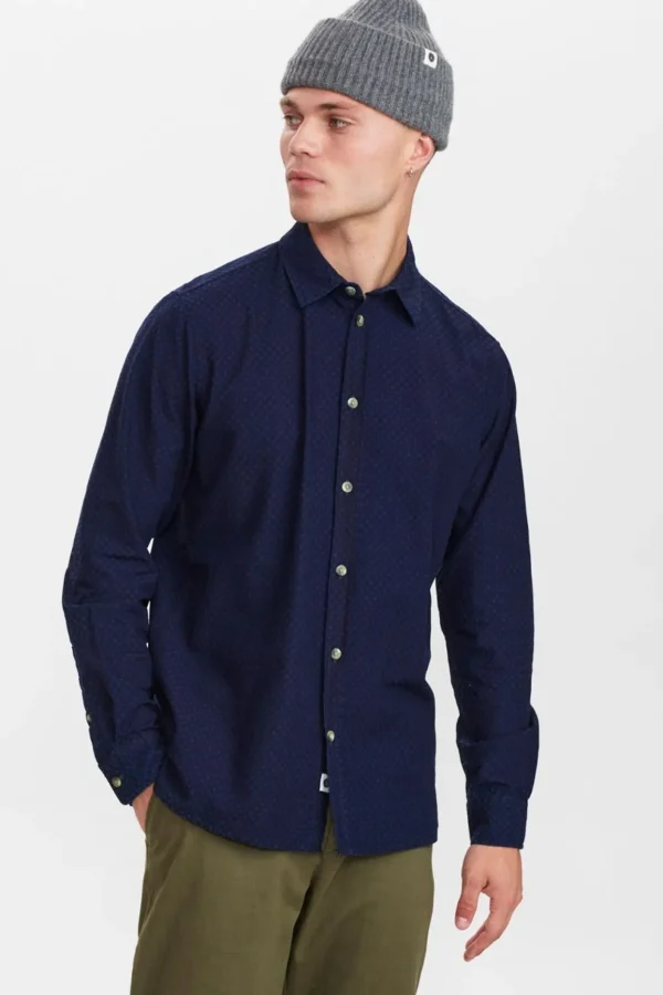 Mand Anerkjendt Aklouis Jacquard Shirt - Sky Captain