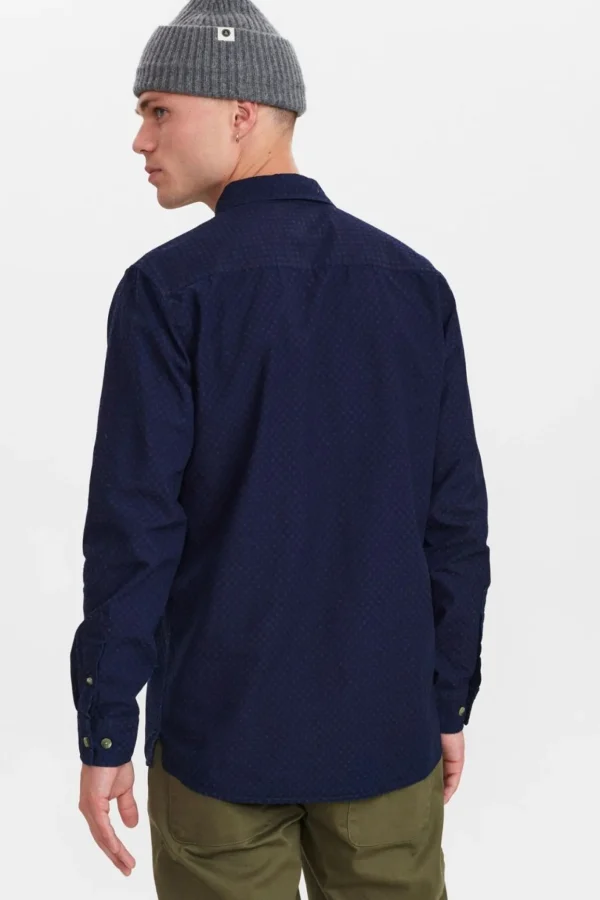 Mand Anerkjendt Aklouis Jacquard Shirt - Sky Captain