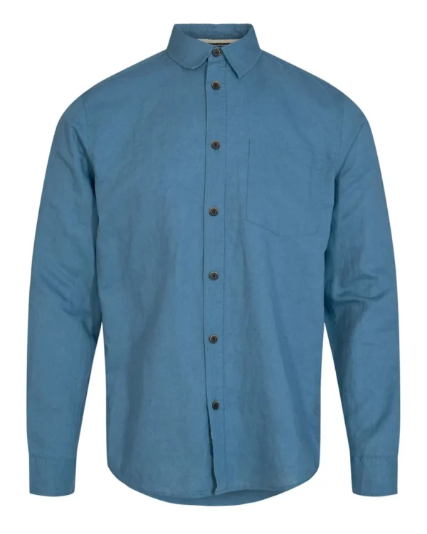 Mand Anerkjendt Aklouis Linen Shirt - Copen Blue