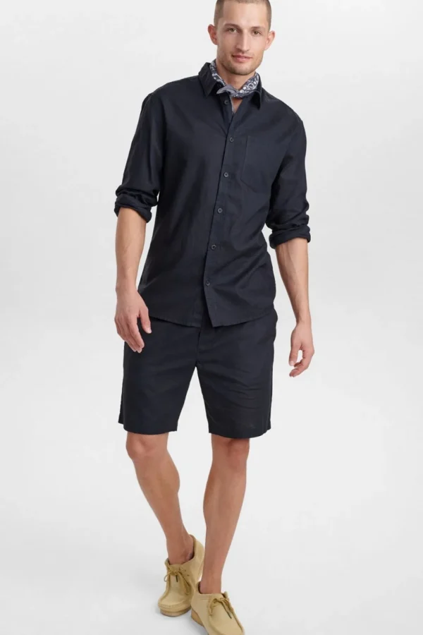 Mand Anerkjendt Aklouis Linen Shirt - Dark Navy