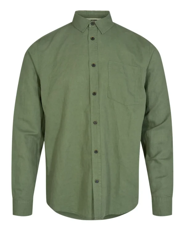 Mand Anerkjendt Aklouis Linen Shirt - Olivine