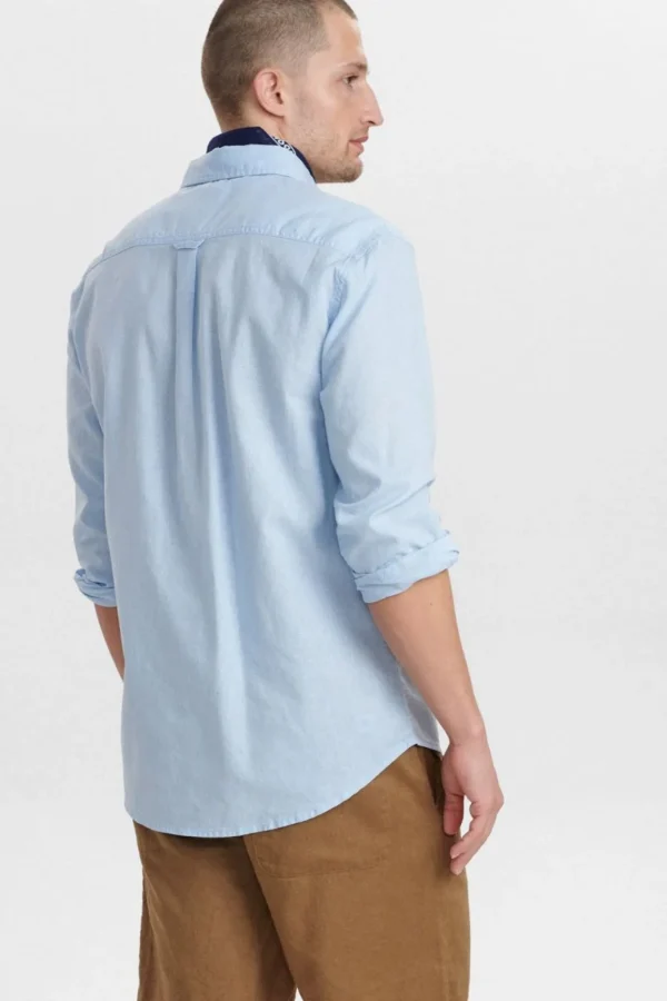 Mand Anerkjendt Aklouis Linen Shirt - Sky Blue