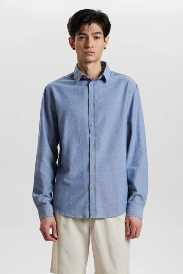 Mand Anerkjendt Aklouis L/S Linen Shirt - Indian Teal