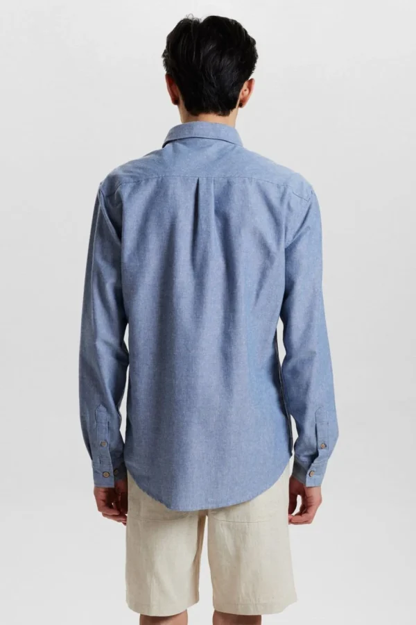 Mand Anerkjendt Aklouis L/S Linen Shirt - Indian Teal