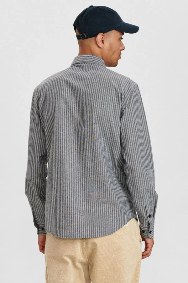 Mand Anerkjendt Aklouis Stripe Chambray Shirt - Sky Captain