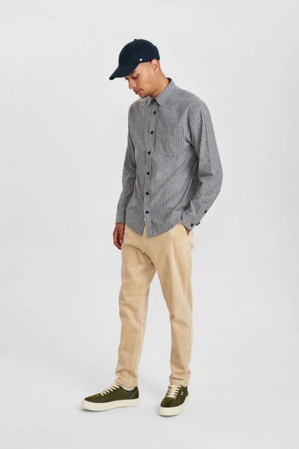 Mand Anerkjendt Aklouis Stripe Chambray Shirt - Sky Captain