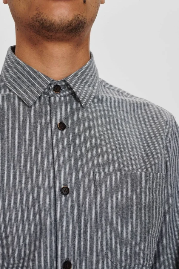 Mand Anerkjendt Aklouis Stripe Chambray Shirt - Sky Captain