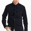 Mand Anerkjendt Aklouis Structure Cord Shirt - Dark Navy