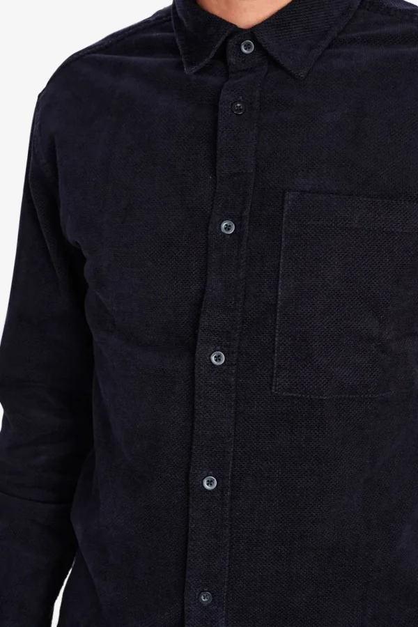 Mand Anerkjendt Aklouis Structure Cord Shirt - Dark Navy